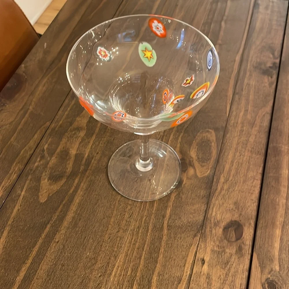 Crate&Barrel vintage 2000 set of 5 flower power margarita glasses